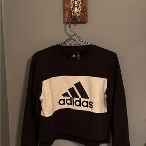 Adidas Black and White Boxy Crop Sweatshirt